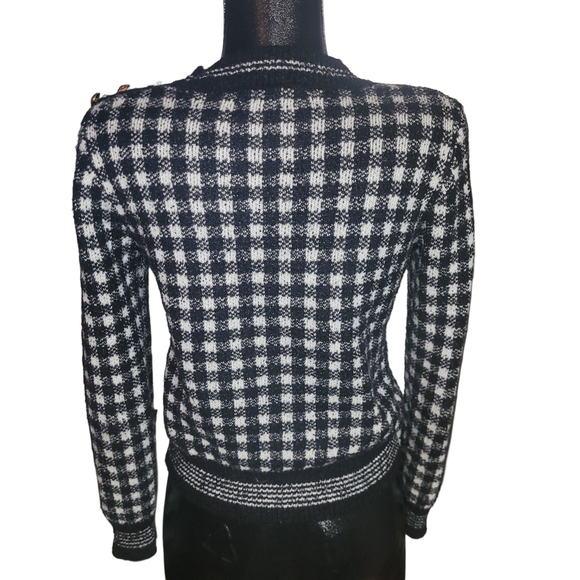 Philosophy Black & White Plaid Check Sweater M - Picture 6 of 7